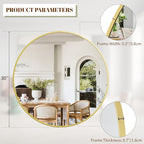 BEAUTYPEAK 30 Inch Round Mirror, Metal Frame Circle Mirror, Wall Mounted - Image 4