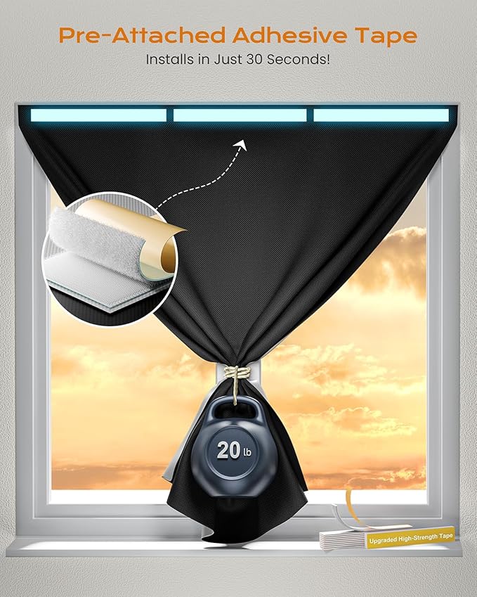 Portable Blackout Curtains for Bedroom, Easy Install No Drill Black Out - Image 3