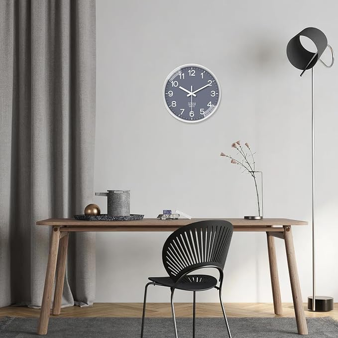 XNM Minimalist Wall Clocks Battery Operated Grey Analog Wall Clock - Image 6