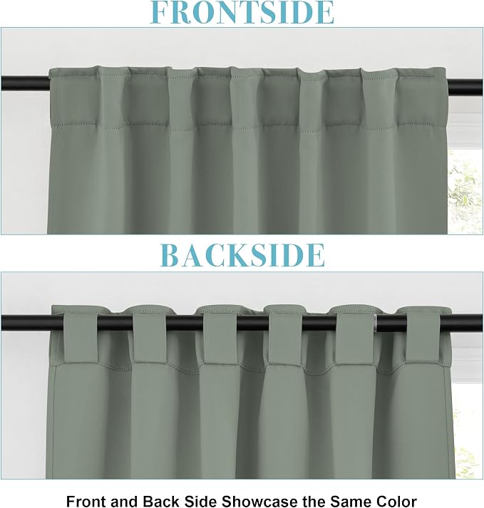 RYB HOME Sage Green Curtains for Bedroom, Vertical Privacy UV Protection Shades - Image 2