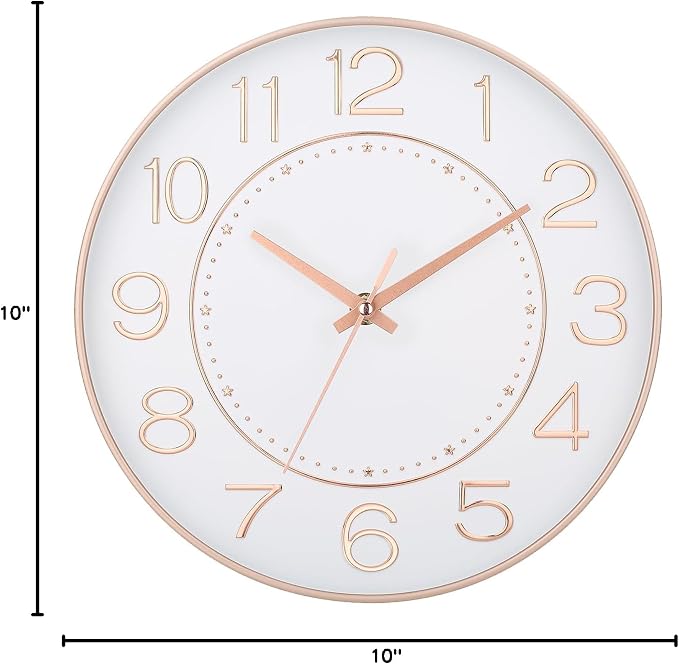HZDHCLH Modern Wall Clocks Battery Operated, 10 inch White and Rosegold Clock - Image 8