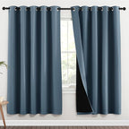 NICETOWN 100% Blackout Window Curtain Panels, Smoky Blue, 2 Pieces, 70-inch by NICETOWN