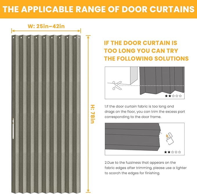 AJAZZ 100% Blackout Accordion Door Magnetic Door Curtain Folding Closet Doors - Image 2