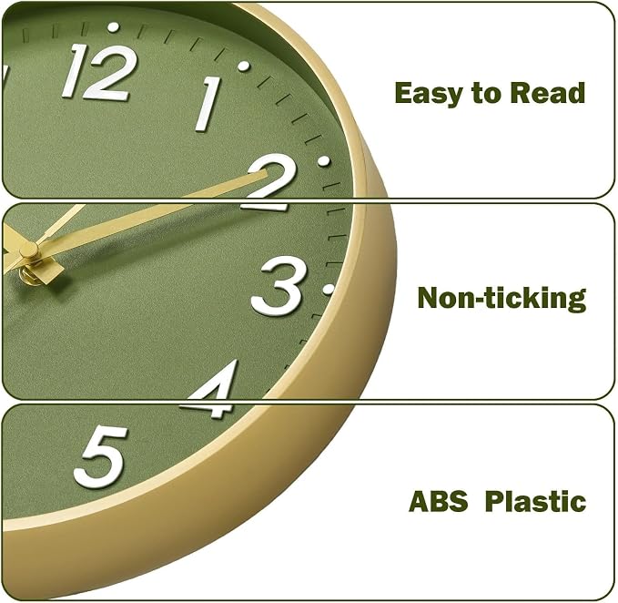 Mosewa Wall Clock 14 Inch, Battery Operated Non-Ticking Modern Analog Clock - Image 6