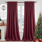 MIULEE Christmas Wine Red Back Tab Blackout Curtain 96 Inch Long 2 Panels Set by MIULEE