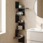 Furinno Rossi Wall Mounted Shelves, 5-Tier Rectangle, French Oak Grey/Black - Image 2
