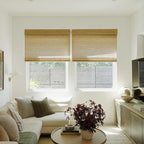 TWOPAGES Custom Cordless Natural Woven Roman Shades, No Drill or Motorized - Image 4