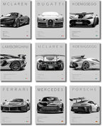 CSLGQGV Car Posters Vintage Racing Car Wall Art Supercar Canvas Prints Painting by Unknown