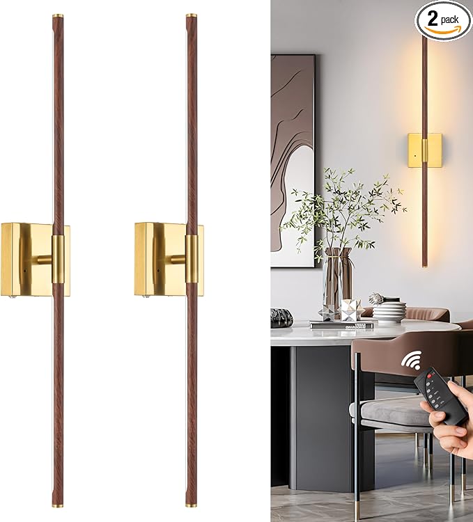 Morauroral 36 Inch Battery Operated Wall Sconces Set of 2, Dimmable Battery by Morauroral