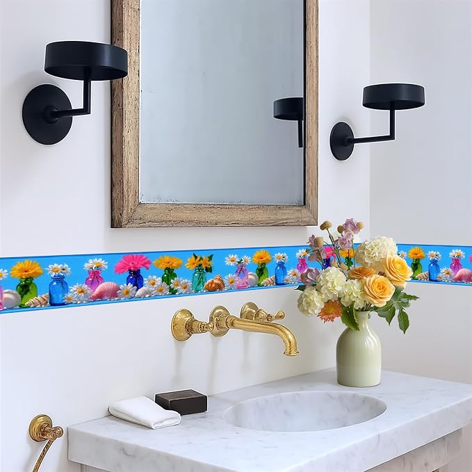 Wildflower Vase Wallpaper Border 196x4 Inch Removable Wall Border Peel and - Image 5