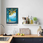 PDFI Mediterranean Window View Wall Art Coastal Lemon Tree Canvas Prints Blue - Image 6