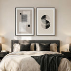 Large Framed Black and White Neutral Abstract Wall Art - Image 5
