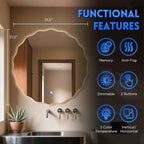 Dorlicecass Round Led Bathroom Mirror- 32" Wavy Vanity Mirror - Image 4