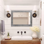 AAZZKANG Rustic Mirror Large 26"x18" Wood Framed Wall Mirrors Rectangle - Image 6
