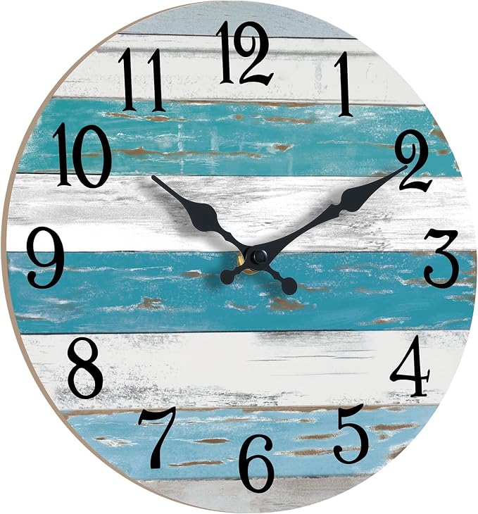 KECYET Wall Clock Battery Operated 14 Inch Outdoor Large Beach Style Blue - Image 4