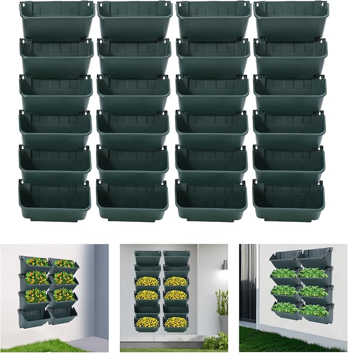 Vertical Wall Planter with 24 Pots, Hanging Garden Plant Flowerpot Holder - Image 9