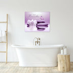 EOBTAIN Zen Framed Wall Art 20x16 Inches Purple Butterfly and Flower Stone - Image 3
