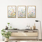 Bwodke Framed Wildflower Wall Art Watercolor Botanical Floral Colorful Canvas - Image 9