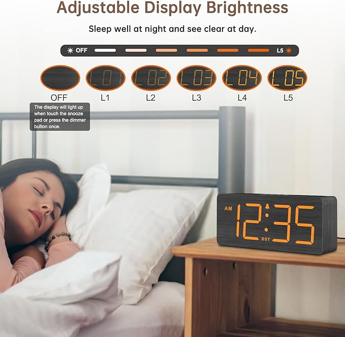 DreamSky Wooden Digital Alarm Clock - Image 4