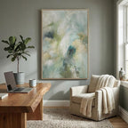 Extra Large Framed Teal Abstract Wall Art, Oversized Vertical Sage Green Canvas - Image 3