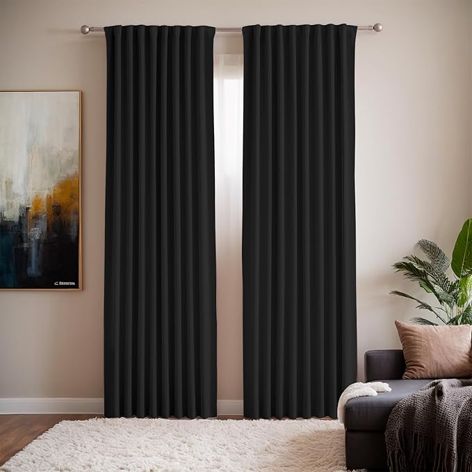 Black Out Curtains for Bedroom Windows 52 x 90 Inch Long 2 Panels by Grichril