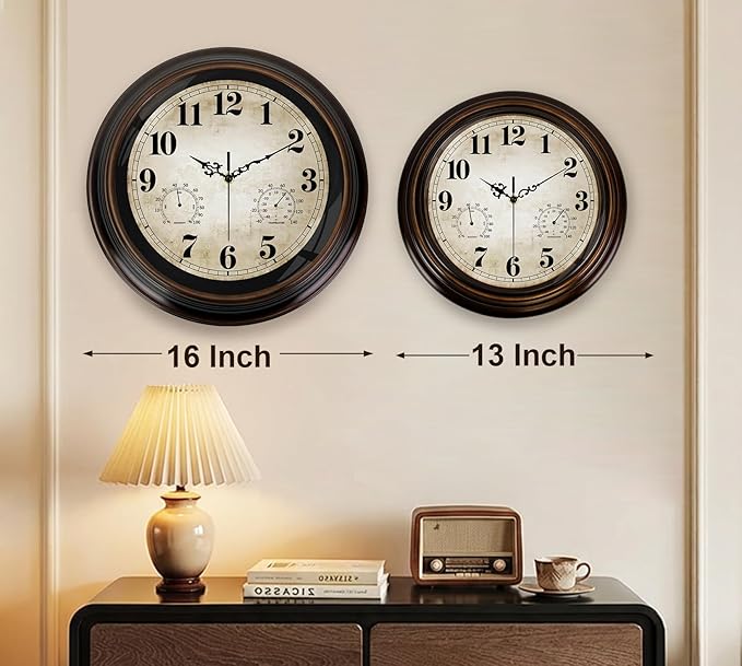 Vintage Wall Clock 16 Inch Quartz Silent Non-Ticking Analog Clock - Image 6
