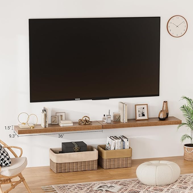 Heimlove Floating Shelves for Wall 36 Inches Long, 9.3" Deep Walnut Floating - Image 2