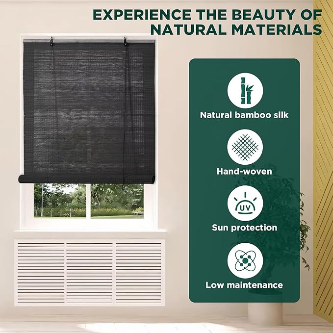 Bamboo Blinds for Interior Windows, Custom Roller Shades for Indoor Window and - Image 2