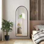 Black Arched Full Length Mirror, Leaning Against Wall Mirror - Image 3