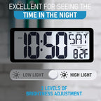 TXL Atomic Clock with Backlight, 14.2" Large Digital Wall Clock Battery Operated - Image 6