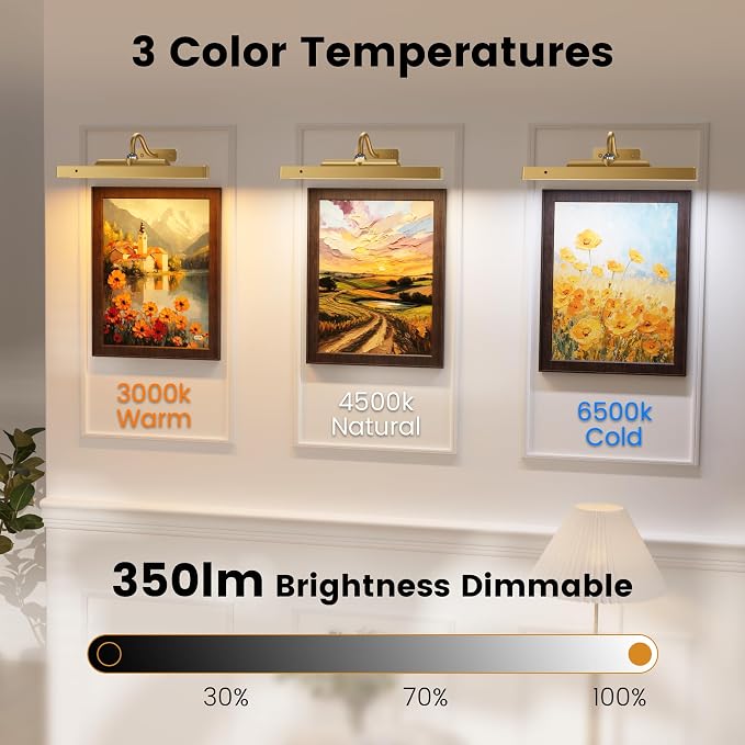 Picture Light Wall Sconce, 4400mAh Rechargeable Wireless Battery Lighting - Image 3