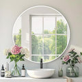Circle White Mirrors, Round Mirror 22 inch, Circle Wall Mirror Metal Frame by Mfring