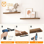 HOOBRO Floating Shelves for Wall, Wall Mounted Shelf Set of 2, 31.5" Hanging - Image 9