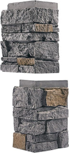 Cedar Gray Faux Stone Outside Corner Panels 23.6" Combined Interlocking Height - Image 3