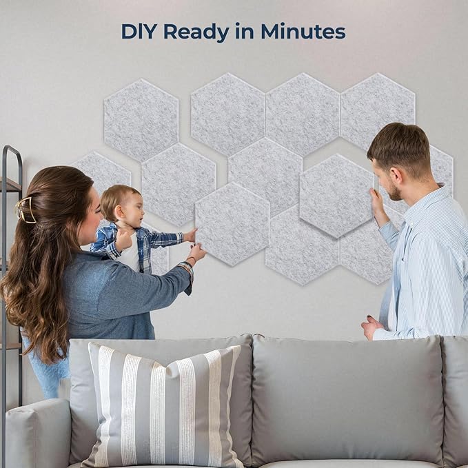 12 Pack Hexagon Acoustic Panels, Self-Adhesive Acoustic Wall Panels - Image 4