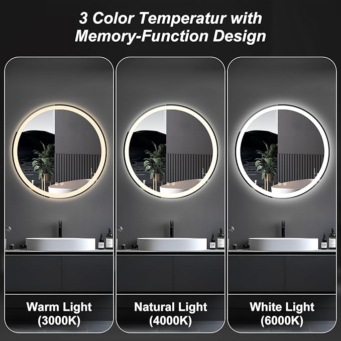 Sweetcrispy 36 Inch Round LED Bathroom Mirror - Image 5