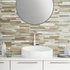 AULIGET 2 Sheets Beige & Brown Wood Peel and Stick Backsplash, PVC Mixed Metal - Image 4