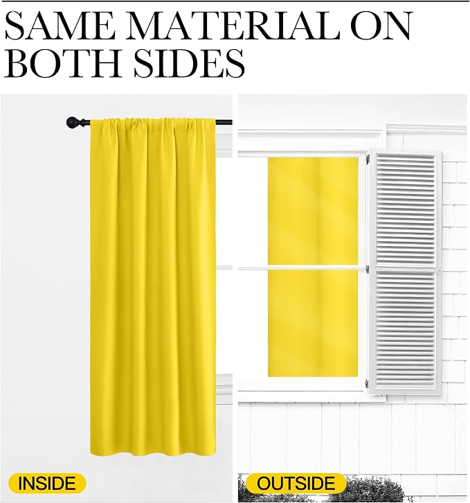 NICETOWN Bright Yellow Blackout Curtains 63 inches Long - Image 6