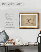 InSimSea Gold Bamboo Framed Canvas Wall Art, Vintage Spring Bird Paintings - Image 3