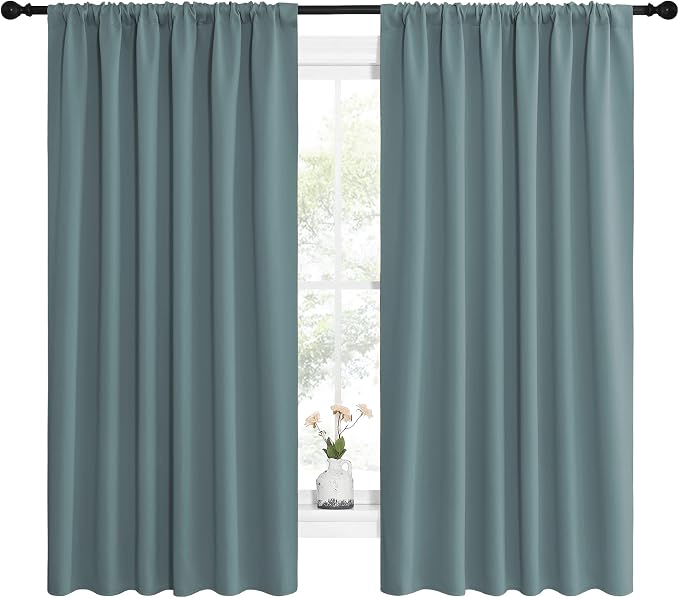 NICETOWN Greyish Blue Blackout Curtains Panels - Image 2