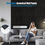 Acoustic Wall Panels – 8 Pack 31.75"x15.75" Thick Black Striped Groove Sound - Image 2
