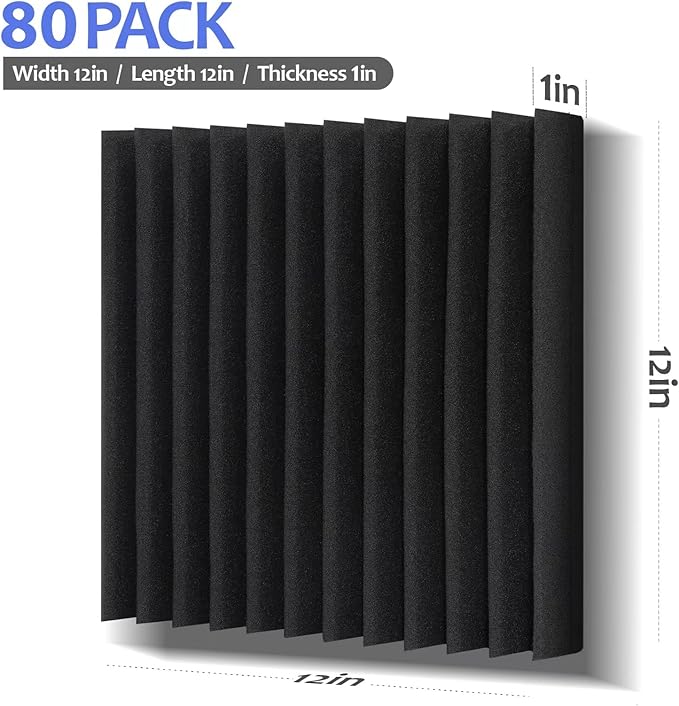 80 Pack Acoustic Foam Panels, High Density Sound Absorbing Panels, Soundproof - Image 4