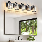 Crystal Vanity Light Black 5 Lights Modern Bathroom Vanity Lighting Fixtures - Image 2