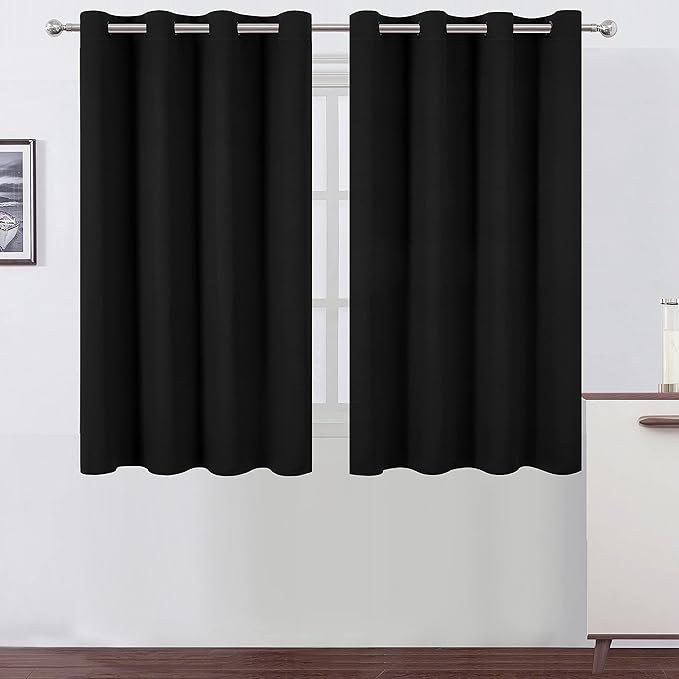 LEMOMO Black Thermal Blackout Curtains/52 x 54 Inch/Set of 2 Panels Room by Lemomo