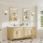 24x36 Inch Bathroom Mirror for Wall, Anti-Rust Oak Wood Grain Metal Framed - Image 7