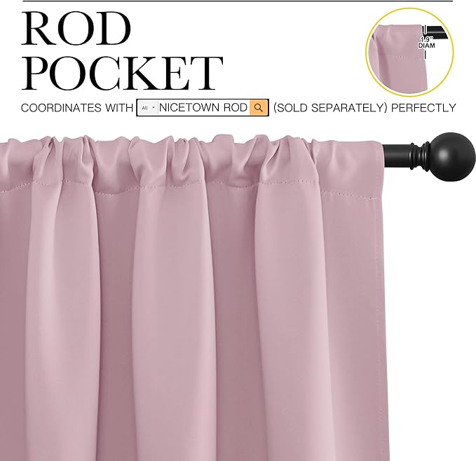 NICETOWN 2 Panels Blackout Curtains, Rod Pocket Thermal Insulated Drapes 84 - Image 2