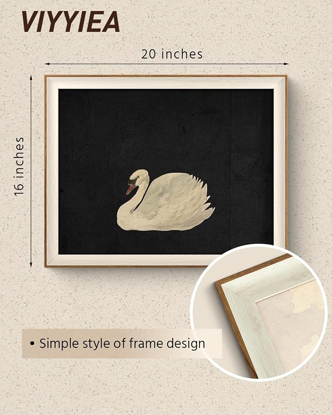 VIYYIEA Framed Wall Art for Living Room, Animal-【Zwaan】, 20L x 16W - Image 2