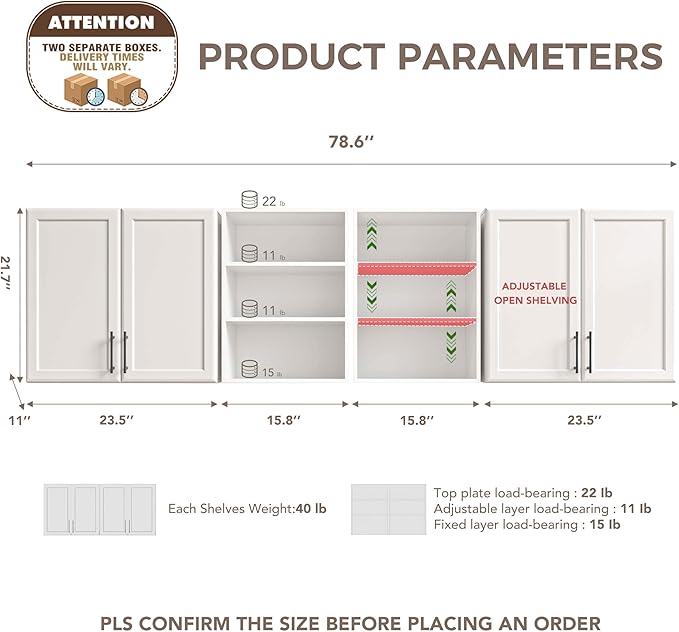 Furnaza Wall Cabinets for Laundry Room, Shaker Wall Mounted Kitchen Cabinets - Image 3