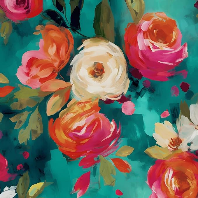 BOKEBEVE Bright Floral Wall Paper Watercolor Peel and Stick Wallpaper Oil by BOKEBEVE