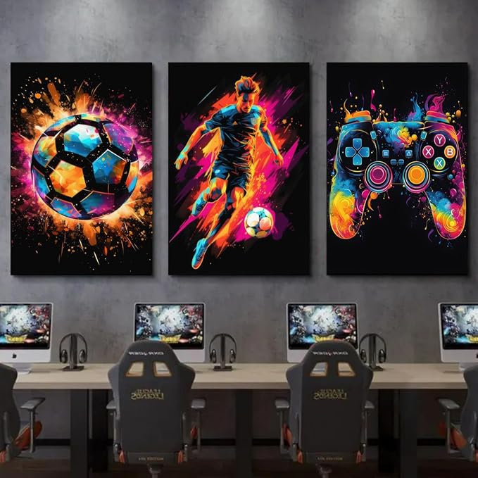 BGFCE Gaming Canvas Wall Art Decor, Paintings Art Game Controller Color Splash - Image 6